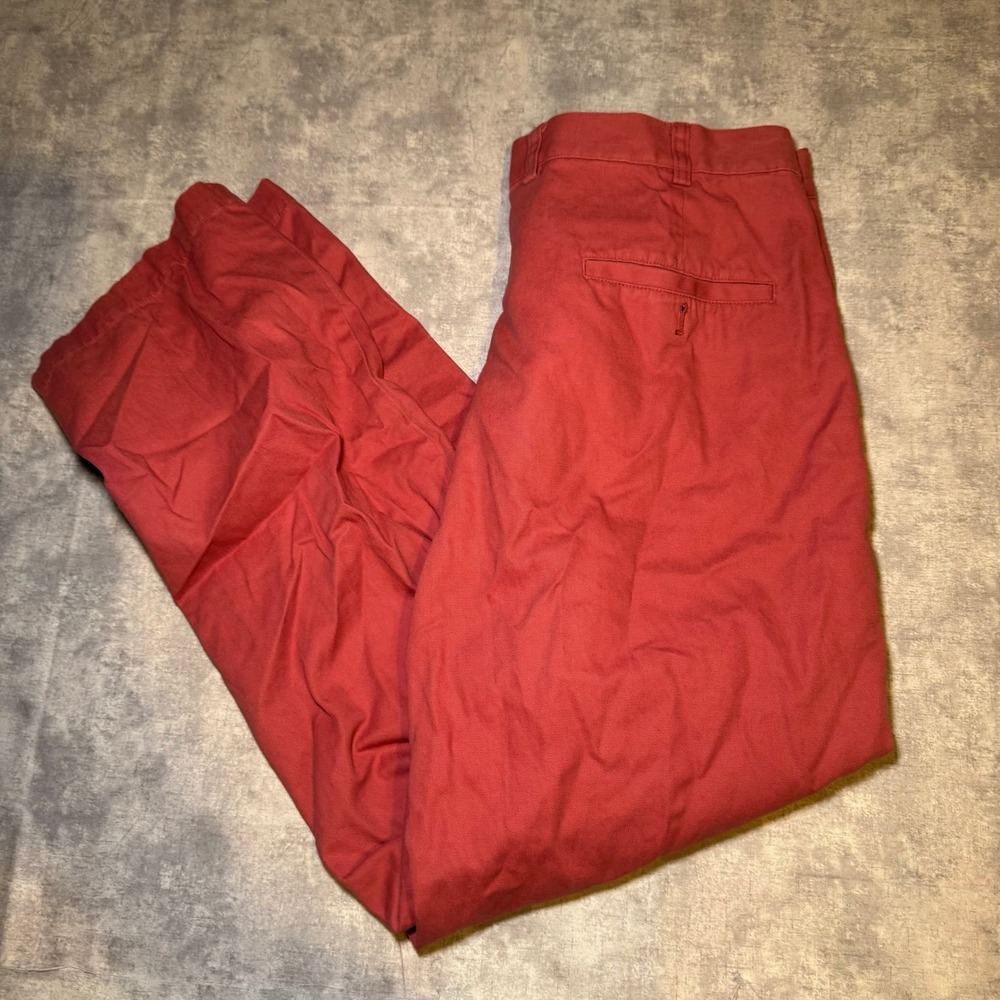 Brooks Brothers 346 Mens Red Chino Pants 100% Cotton W36 L30 Flat Front Trousers